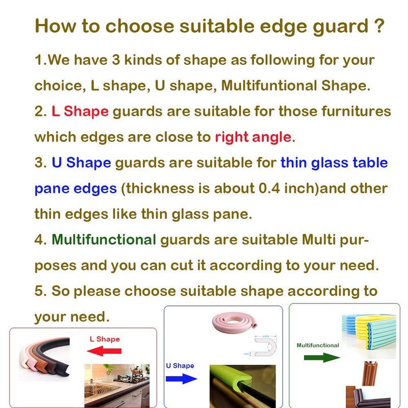 M2cbridge L Shape Extra Thick Furniture Table Edge Protectors Foam Guard 6.5 Ft (Brown with 4 Corners) - Image 5